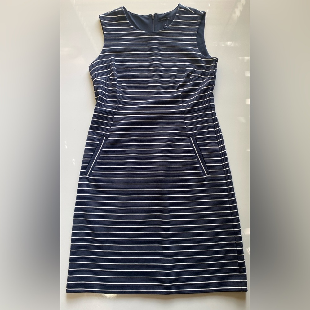 Lands End Sleeveless Dress with Pockets,  Blue Size 10